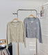 Round Neck Pearl Decor Cardigan